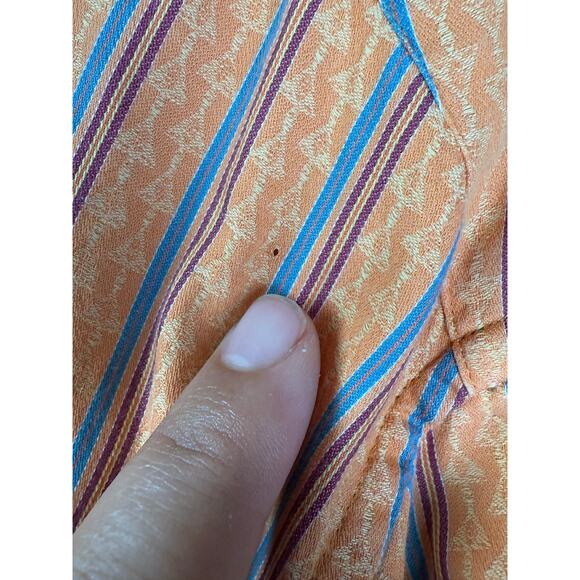 Robert Graham Striped Button Up‎ Dress Shirt Orange Blue Red Green Mens Large - Picture 4 of 10